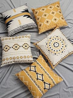 Set of luxury pillows with geometric patterns, 5 pieces, 45x45cm, bohemian pillows, bedroom pillow, living room, square interior decoration pillow, modern pillows, cushions.. DIAYTAR NIGERIA makes online shopping accessible to all with budget-friendly prices and reliable delivery.