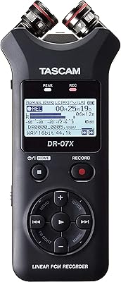 Digital audio recorder Tascam DR-07X portable stereo and USB audio interface, black.. Shop with confidence on DIAYTAR Nigeria — quality products and timely delivery.