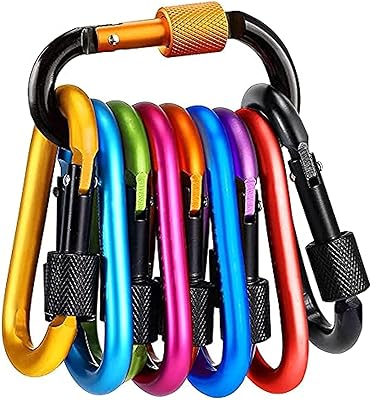 Suspended carabiner with screw lid, carabiner with keychain, multicolored aluminum-shaped carabiner, set of 10 pieces for hammock, campsite, hiking or bicycle.. Order today, receive this week — shopping with DIAYTAR Nigeria is that simple.
