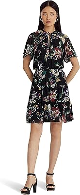 Floral crumpled georgette dress for black women 6, black, 6.. Your one-click solution to affordable shopping, DIAYTAR NIGERIA delivers quality products nationwide.