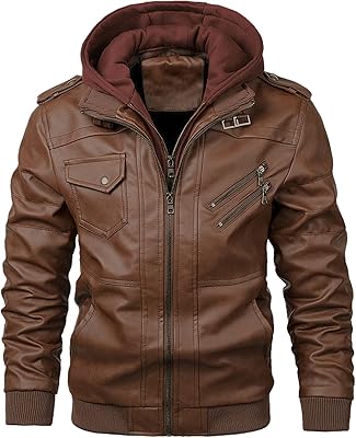 Standed motorcycle jacket with uphill and zipped collar for men with removable hood.. Embrace the convenience of DIAYTAR NIGERIA with thousands of products at your fingertips, delivered nationwide.