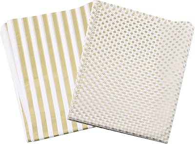 Gift packaging paper, 20 sheets of flower wrapping paper with golden and white polka dots for gift box, bouquet and manual work, 19.68 x 25.98 inches.. Shop without limits at DIAYTAR NIGERIA and receive your purchases at budget prices within the week.