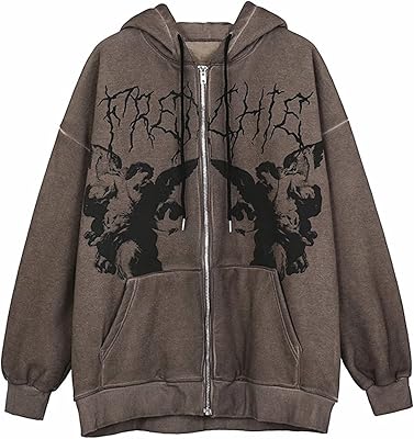 Long -sleeved sleeve hoodie, Y2K, oversized aesthetics, angel print, zipper, hooded sweater, feast, streetwear.. Shop confidently with DIAYTAR NIGERIA, offering affordable prices and reliable delivery within a week.