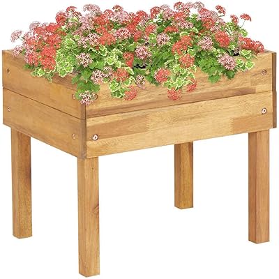 Surreted planted planted garden in Acacia Acacia Vedexcel with exterior PVC leaf outdoor support for flowers, vegetables and seeds 50x40x45 cm, brown.. DIAYTAR NIGERIA brings the joy of affordable shopping to your fingertips with delivery in less than 8 days.