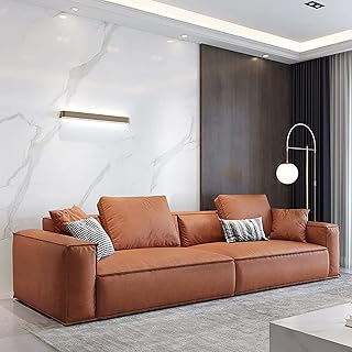 Set of JD leather sofas (dark orange, four places, two cushions, 2800 x 970 x 670).. Experience the ultimate in shopping convenience with DIAYTAR NIGERIA's vast catalog and 5-8 day delivery.