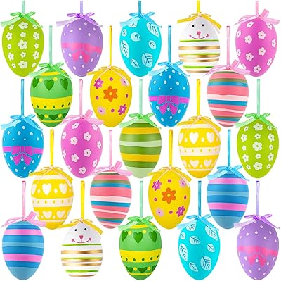 Easter tree decorations 24 pieces of multicolored plastic suspension eggs.. DIAYTAR NIGERIA: Where affordability meets variety, with thousands of products delivered in less than 8 days.