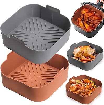Silicone square pawnrings for air fryer - 2 pieces of reusable silicone reusable oven for dietary air frying (8.1 inches).. DIAYTAR Nigeria: Where affordability meets speed and quality.
