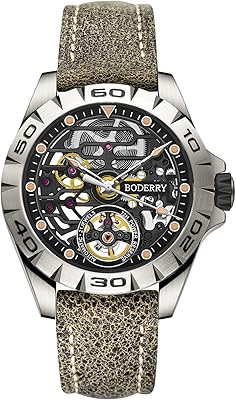 Automatic analog watch for men Urban Titanium Skeleton with 40 mm leather bracelet.. DIAYTAR NIGERIA revolutionizes online shopping with competitive prices and reliable 5-8 day delivery.