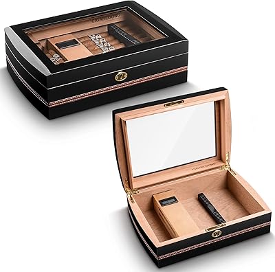 Cigarlounge Spanish cedar storage box with integrated digital hygrometer, humidifier for 25 to 50 cigars.. DIAYTAR NIGERIA brings the nation's largest product catalog to your doorstep at prices you'll appreciate.