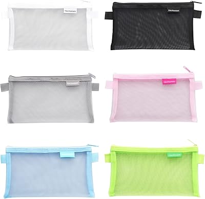 Mesh pencil kit, 6 pieces, transparent nylon knitted toilet bag, zipper pockets for cosmetic makeup, travel organization bags for stationery pens, daily toilet accessories, 8 x 4.7 inches.. Easy checkout, quick delivery — shop now on DIAYTAR Nigeria.