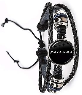 Leather Soldot bracelet with white print for men, women and children of the American television series Friends, ideal as a gift for the day of friendship (black), imitation leather.. You shop, we deliver — quick and easy with DIAYTAR Nigeria.