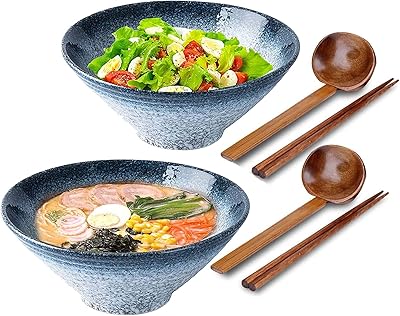 Ceramic ramen bowls 2 sets (6 pieces) Large Japanese bowl with spoon.. Experience the DIAYTAR difference with our vast product selection and delivery within 5-8 days.