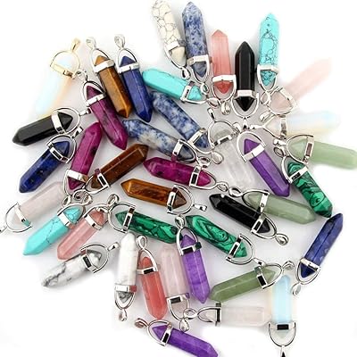 Multicolored crystal stone multicolored pendants, 50 pieces, colored pendants for the manufacture of necklaces jewelry.. DIAYTAR NIGERIA: Where value shopping meets reliable 5-8 day delivery across the nation.
