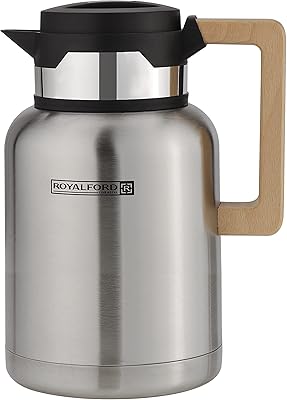Royalford stainless steel isothermal jug with wooden handle capacity 15.. DIAYTAR NIGERIA brings online shopping to every Nigerian with affordable prices and reliable shipping.