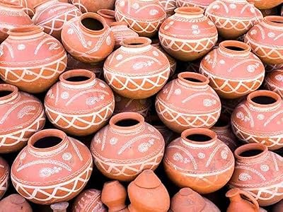 Water pot in clay with matka handle package of 2.. DIAYTAR NIGERIA: Empowering Nigerians with access to affordable products delivered within 8 days.