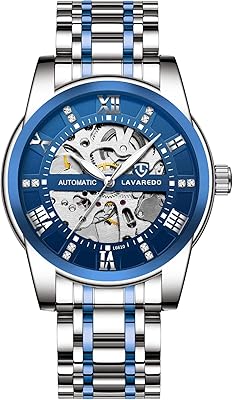Black mechanical skeleton watch for men, Water -resistant stainless steel water winding watch with Roman numerals and diamond, mechanical, automatic reassembly dials.. Get the deals you love and the delivery speed you need at DIAYTAR Nigeria.