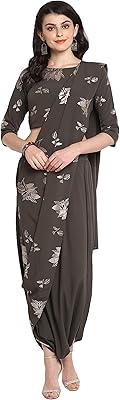 Indian sari in poly dhoti pancake for women with blouse, olive green.. Shop without boundaries at DIAYTAR NIGERIA, offering affordable products with convenient delivery times.