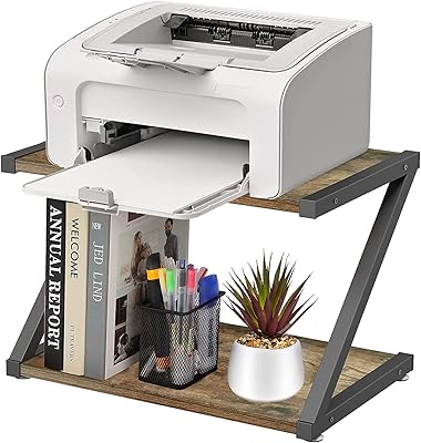 Rustic wooden desktop printer support - Domestic table printer support, 2 -level desktop organizer for desktop fax, scanner, files and books with adjustable non -slip feet.. Enjoy deals you can’t resist and delivery you can trust — DIAYTAR Nigeria.