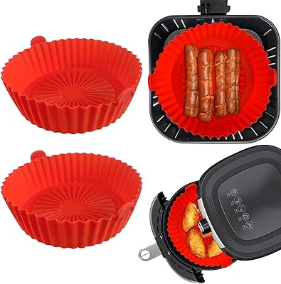 Round silicone lines for air fryer, 2 pieces in reusable silicone easy to clean, oven accessories for air frying (6.3 inches, red).. No more overpriced stores — DIAYTAR Nigeria brings the best to your door.