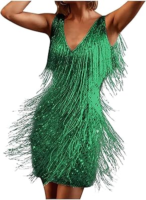 Mini fringe dress for women from the 1920s, luxury sequined, sleeveless dress, classical dance dress.. DIAYTAR NIGERIA combines affordability with convenience, delivering your purchases within 5-8 days.