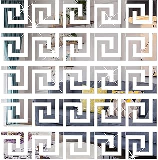 30 Pieces Auto-Adhesive Mirror Mirror Murders Removable Adhesive Walls, Wall sticker with geometric Greek key pattern for bedroom background decoration (silver).. You deserve better shopping — choose DIAYTAR Nigeria today.