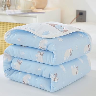 Pure cotton bed cover 6 -layer, soft cotton and healthy cotton cover for children, baby, fleece bear, 90 x 100 cm.. DIAYTAR NIGERIA: Where thousands of products meet affordable prices and reliable 5-8 day delivery.