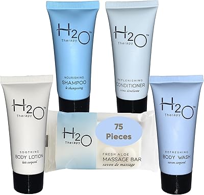 H2O Therapy Large Set of soaps and hotel cosmetics, full set for hotels and Airbnb | 2409 ml hotel shampoo and hotel cleanser, body cleaner, 75-room travel soaps... DIAYTAR NIGERIA: Putting quality products within reach of every Nigerian through our affordable marketplace.