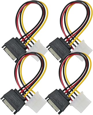 Meetout 4 pieces SATA 15 male pins towards 4 pins IDE Molex female for ATA hard drives and ROM CD readers 20 cm.. Your digital shopping companion, DIAYTAR NIGERIA offers unmatched value with nationwide shipping.
