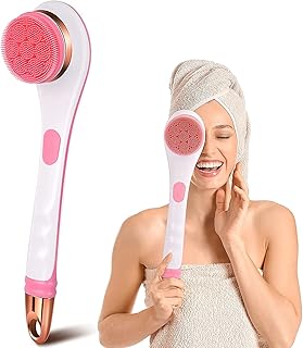 Castowave rechargeable electric shower brush with a long rotary handle to clean and exfoliate the body, waterproof and non -slip, with 4 types of brush heads (pink).. Your digital marketplace solution, DIAYTAR NIGERIA delivers quality and value within the week.