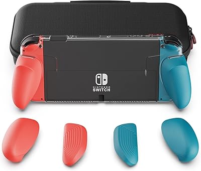 Skull & Co. GRIP CASE OLED BUNDLE FOR NINTENDO Switch OLED Model: Transparent rechargeable protective case with interchangeable handles [to adapt to all hands sizes] [with transport case] - Fluo + red blue.. Nigeria's most diverse e-commerce platform delivers quality and affordability to your doorstep in 5-8 days.