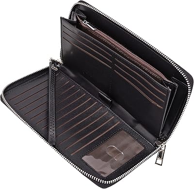 UTO Large leather portfolio for women with zipper around the car holder, checkbook, passport organizer for women with small handbags.. DIAYTAR NIGERIA brings quality products to every corner of Nigeria at prices everyone can afford.