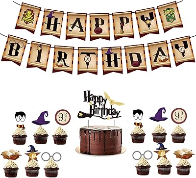 Kit of festive supplies viniPa Magic Wizard Happy Birthday with 30 cupcake decorations on the theme Potter.. Shop smarter, not harder with DIAYTAR NIGERIA - thousands of products at your fingertips with affordable delivery.