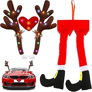 Frenda Set of 2 RENNE WOODS FOR CHRISTMAS WITH LED LED lights, Santa Claus and Renne noses, car accessories for Christmas car decoration.. DIAYTAR NIGERIA: Where affordability and variety come together with nationwide 5-8 day delivery.