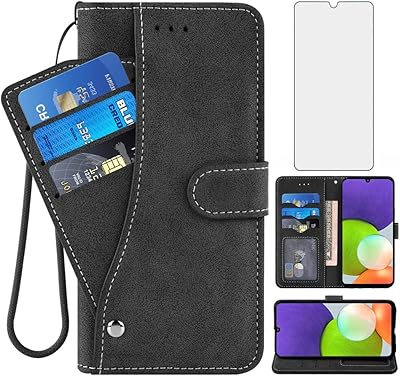 Aswish case foldable portfolio in tempered glass with screen protection and credit card holder for Jaxaly M22 A 22 22A G4 black man.. DIAYTAR NIGERIA: Where shopping is easy, prices are low, and delivery is just days away.