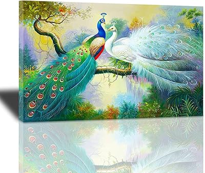 Peacock on tree canvas printing wall art animal painting house decoration.. Easy checkout, quick delivery — shop now on DIAYTAR Nigeria.