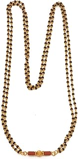 Mangalsutra Radha Creations necklace with double black brass pearls 30 "30" and vati tanmanya 1 gram of gold n ° 116 for women, copper, copper, copper, copper, copper, copper, copper, copper, copper.. DIAYTAR NIGERIA brings the nation's largest product catalog to your doorstep at prices you'll appreciate.