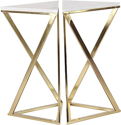 Modern metal triangular table 79 Deco, set of 2 parts, width 14 ", height 24", gold color.. Shopping has never been easier — DIAYTAR Nigeria delivers it all in 5–8 days.