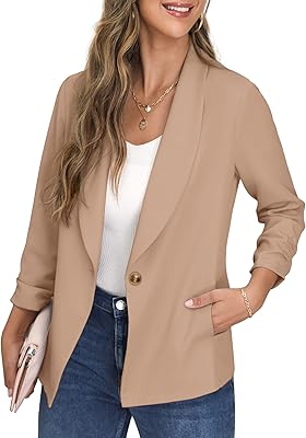 Blazer woman open on the front, cracked sleeves, for work and desktop, with buttoned pockets.. DIAYTAR NIGERIA delivers more than expected with our extensive catalog and 5-8 day delivery service.