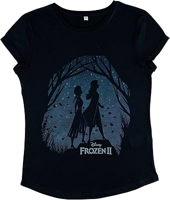 Organic T -shirt with rolled sleeves the snow queen 2 for women - landscape the snow queen.. DIAYTAR NIGERIA: Where smart shoppers find everything they need at prices they can afford.