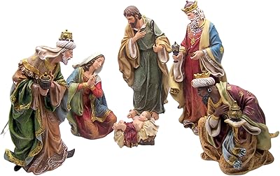 Traditional multicolored set of 6 Christmas Decoration on Stage Religious Gift.. DIAYTAR Nigeria: Shopping that fits your budget and your schedule.