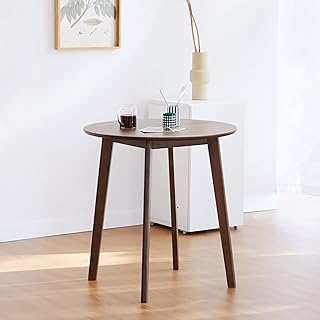Levinia Canberra 27.6 "Round Wood Dining Table 27.6" / Small Malaysia Oak Modern Kitchen Table (Noyer).. DIAYTAR NIGERIA brings the market to your fingertips with affordable prices and swift delivery services.