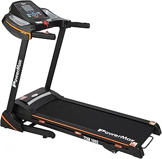 PowerMax TDM-100S Fitness Race Carpet (Maximum Power 3 CV) with virtual assistance, 3-year engine warranty, domestic use, automatic and foldable lubrication, black.. Say goodbye to long wait times — DIAYTAR Nigeria ships in just 5–8 days!