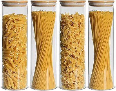 Glass storage pots with bamboo lids, set of hermetic glass containers, spice pots, organization of the pantry and storage containers perfect for sugar, coffee, cookies, candies and cereals (2,200 ml/76 oz, set of 4).. DIAYTAR NIGERIA: Your trusted e-commerce partner with extensive product choices and affordable delivery.