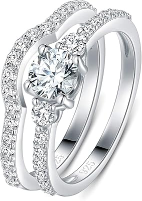 Boruo Sterling 925 silver ring, set of 2 stackable cubic zirconia alliances, 4 mm, size 4-12, sterling silver, cubic zirconia.. DIAYTAR NIGERIA: Bringing quality products to your doorstep at prices that won't break the bank.
