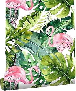 Removable wallpaper in vinyl sticker watercolor tropical Haocom 93013 green/pink size 17.7 "x 9.8 feet.. From fashion to electronics, DIAYTAR Nigeria brings it all to your doorstep — fast, easy, and affordable.