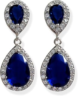 Alex Jewels's dark blue crystal earrings, blue cubic earrings, wedding gifts.. DIAYTAR NIGERIA: Your trusted e-commerce partner with extensive product choices and affordable delivery.