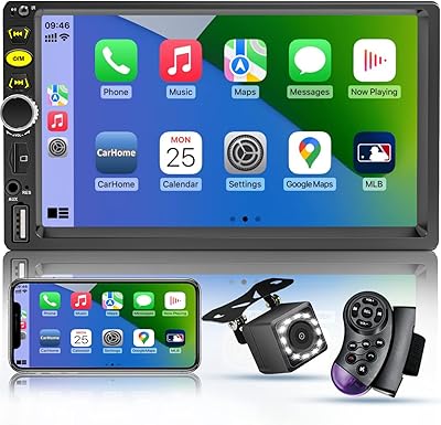 Autradio Double touch screen 7 DIN with Apple Carplay, 7 inch Bluetooth car radio with reversing camera, FM radio, steering wheel control, car navigation mirror link, USB/TF/SubWork/240 W.. DIAYTAR NIGERIA connects your desires with reality through our affordable e-commerce platform and quick delivery.