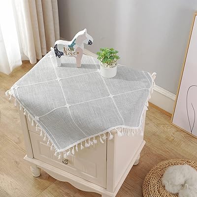 Bohemian cotton and linen bedside table tablecloth, Small washable and anti-dust bedside table tableware for night table decoration (square, 23 x 23 inches).. DIAYTAR NIGERIA delivers on our promise of extensive selection and budget-friendly nationwide shipping.
