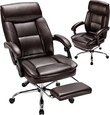 Direction office chair, large ergonomic, swivel, tilting and adjustable, leather, with padded armrests and retractable footrests.. Transform how you shop with DIAYTAR NIGERIA's vast selection and budget-friendly delivery options.