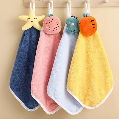 4 pieces of cute baby wipers for baby with suspension loop, absorbent velvet handbread for toddlers, bathroom, kitchen, bedroom, quick drying hand... Shop without limits at DIAYTAR NIGERIA and receive your purchases at budget prices within the week.